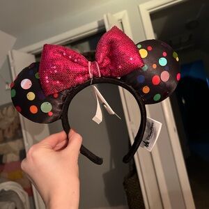 Disney Parks 2019 Rock The Dots Multi Colored Polka Dot Minnie Ears Headband NEW